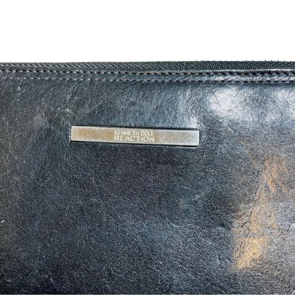 Kenneth Cole Black Leather Zip Wallet Large Card Holder - Picture 2 of 7